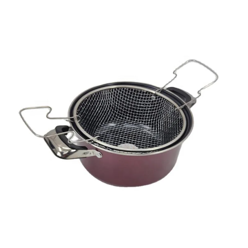 Chảo sắt chiên ngập dầu có giỏ lưới inox
